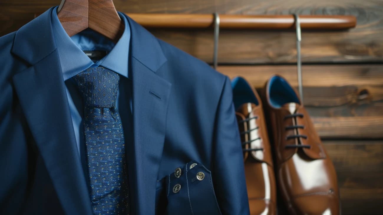 Garnitur męski w kolorze błękitnym - elegancja dla każdego mężczyzny.