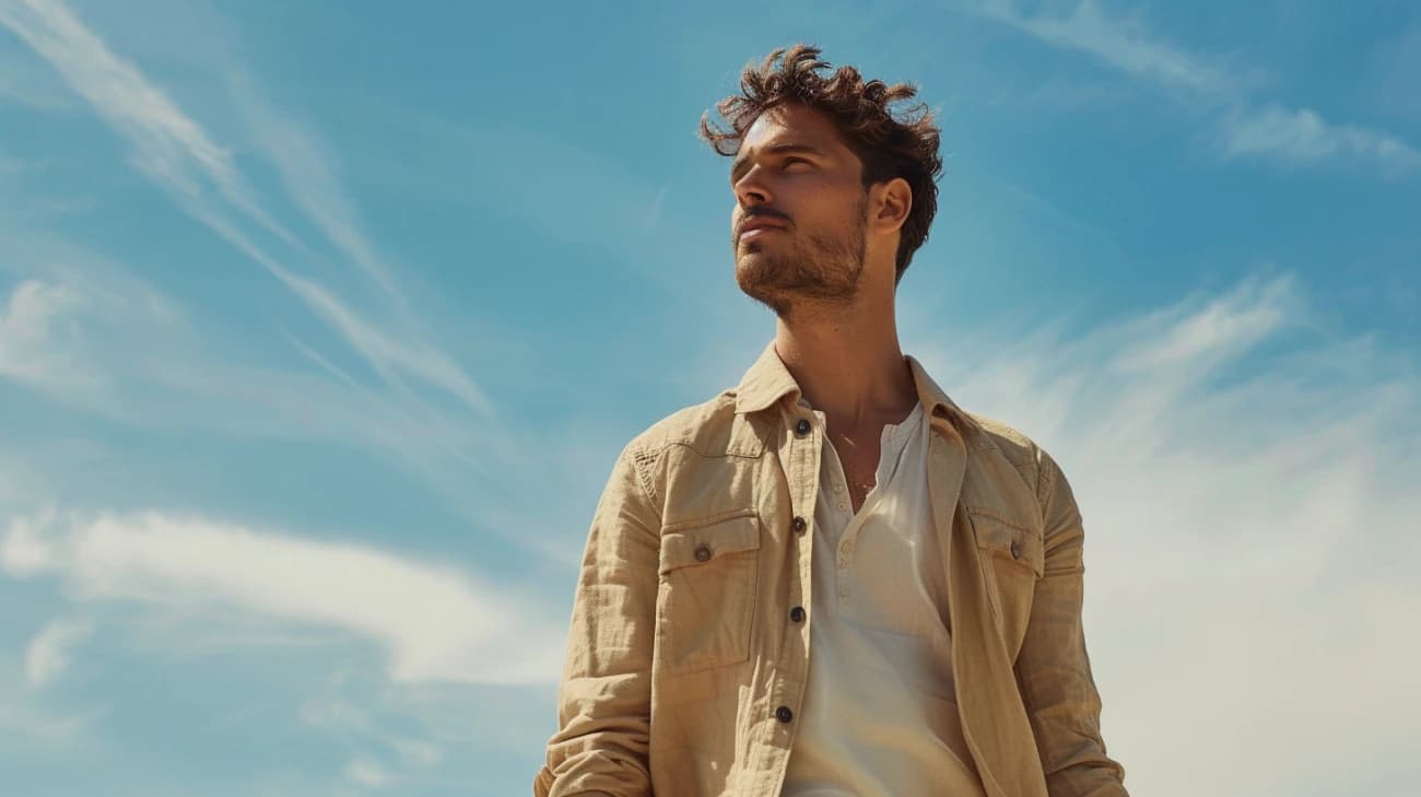 Kurtka lniana męska - przewiewna kurtka lniana idealna na letnie miesiące