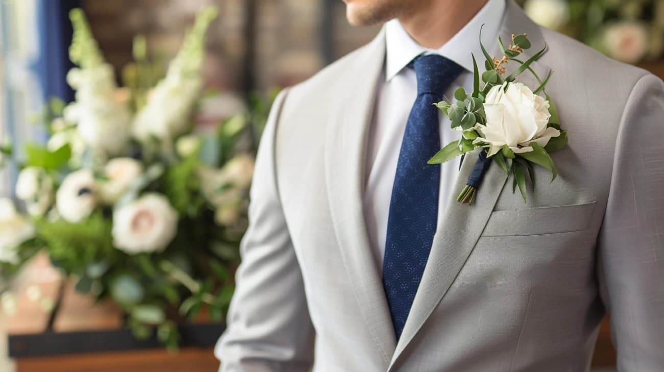 Garnitur ślubny w kolorze szarym - Elegancja na ślub i nie tylko.