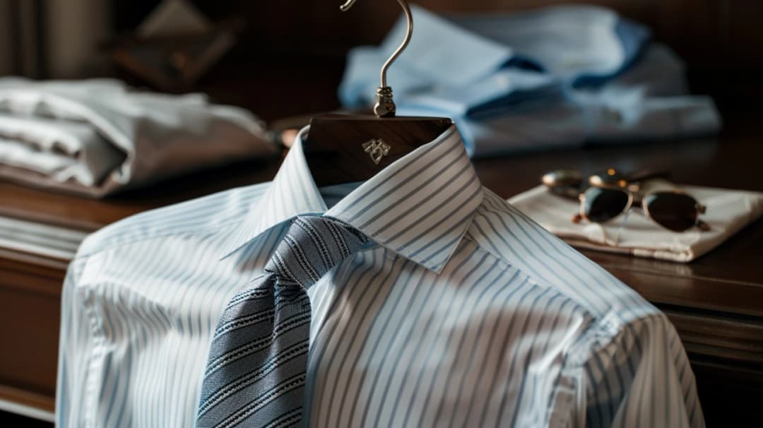 Koszula w prążki - Elegancka koszula z subtelnym wzorem prążków