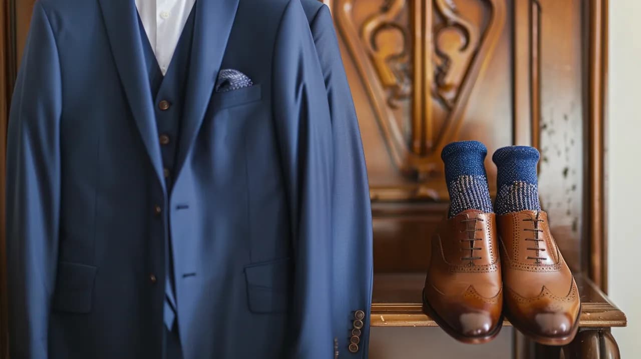 Granatowy garnitur i brązowe buty: Czy to modowe małżeństwo?